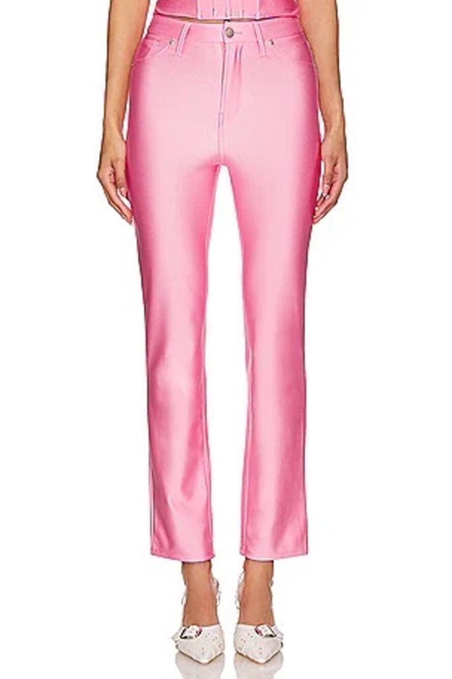 Good American Compresion Shine Straight Pants Sorority Pink Women’s 16 NEW $179